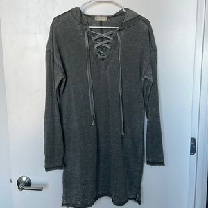 Olive/grey long sweatshirt dress
